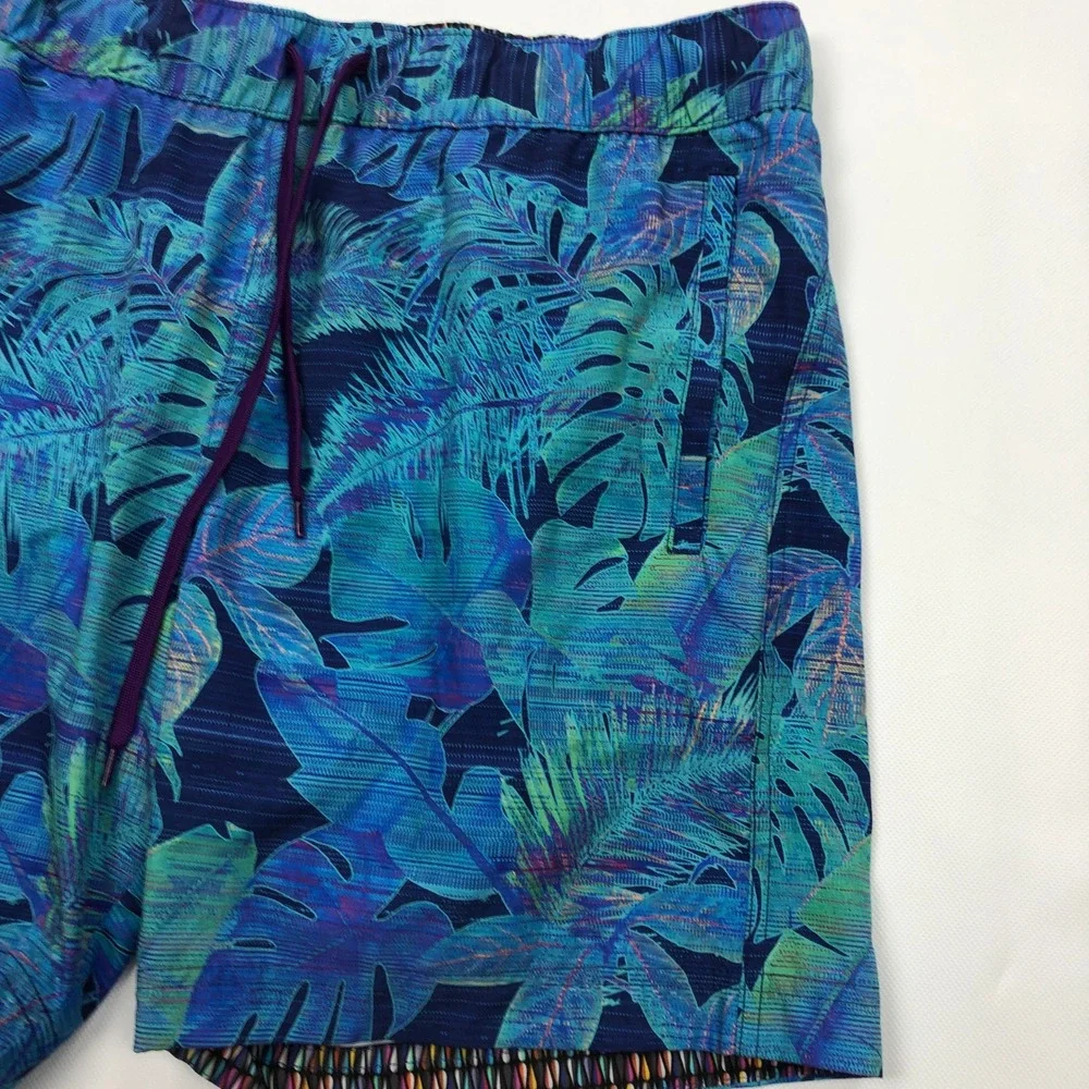 Robert Graham Paradise Garage Fauna Swim Shorts Blue Tropical Mens L